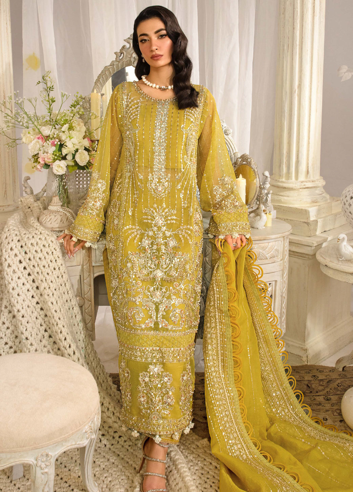 Evara By Elaf Embroidered Organza Suit Unstitched 3 Piece EF24EF EFE-03 Sunlit - Formal Collection