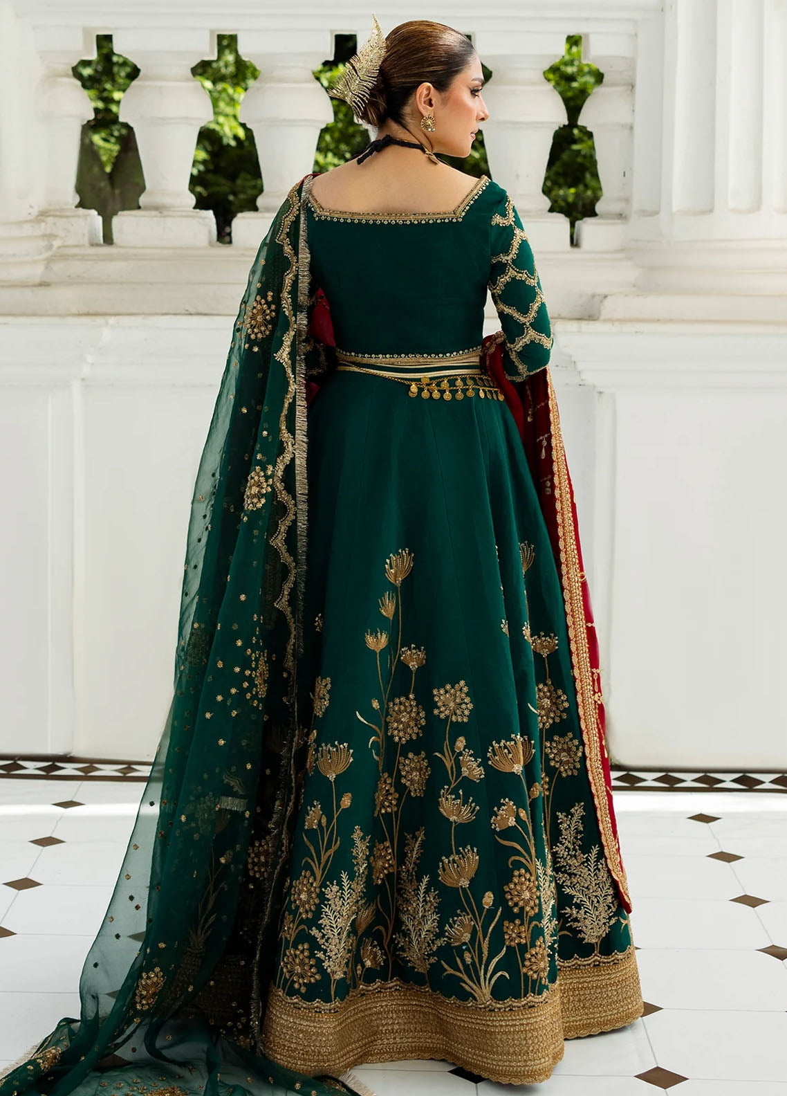 Jahan by Erum Khan Embroidered Raw Silk Suits Unstitched 4 Piece EK25V4 Evergreen - Formals Collection