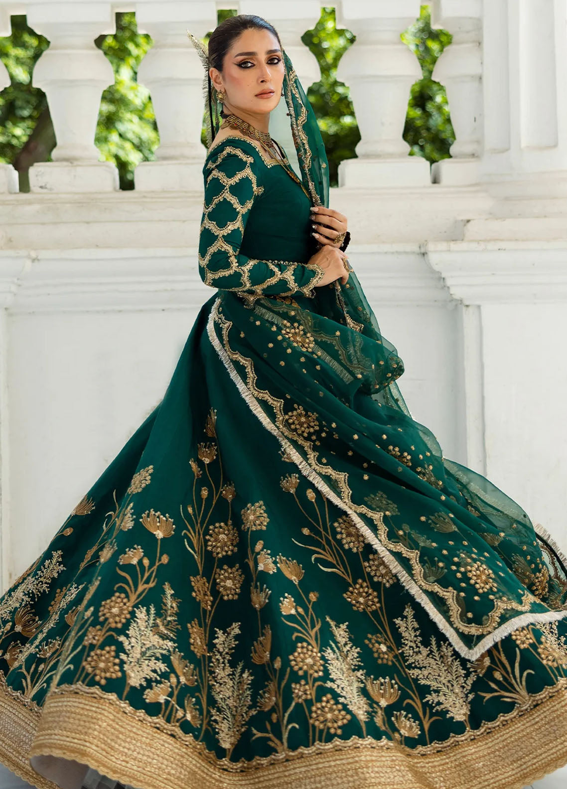 Jahan by Erum Khan Embroidered Raw Silk Suits Unstitched 4 Piece EK25V4 Evergreen - Formals Collection