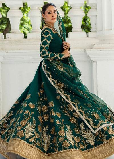 Jahan by Erum Khan Embroidered Raw Silk Suits Unstitched 4 Piece EK25V4 Evergreen - Formals Collection