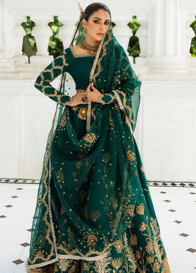 Jahan by Erum Khan Embroidered Raw Silk Suits Unstitched 4 Piece EK25V4 Evergreen - Formals Collection