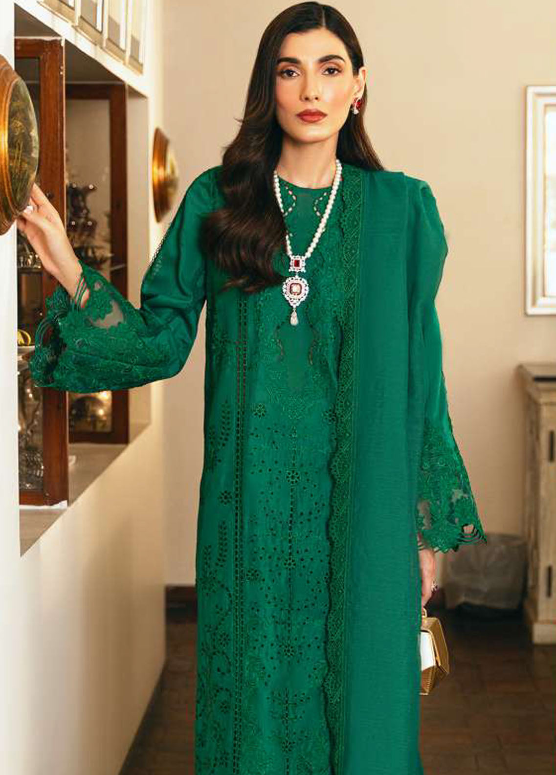 Saira Rizwan Pret Embroidered Lawn 3 Piece Suit SR23E Celeste