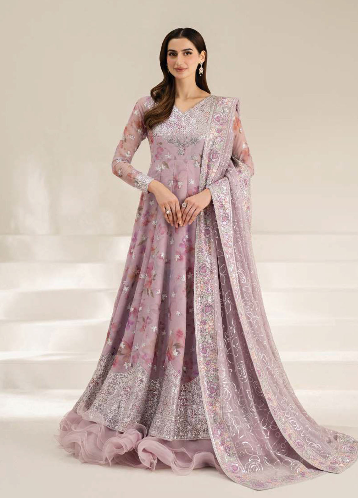 Fiorella by Farasha Embroidered Chiffon Suits Unstitched 3 Piece FSH25FF D-05 Lilly Passion