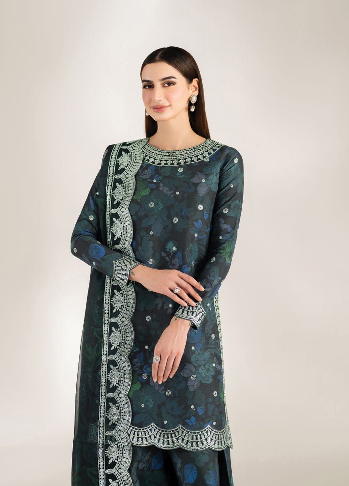 Fiorella by Farasha Embroidered Raw Silk Suits Unstitched 3 Piece FSH25FF D-01 Alora Charm