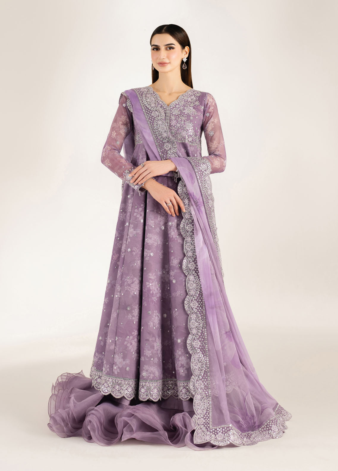 Fiorella by Farasha Embroidered Chiffon Suits Unstitched 3 Piece FSH25FF D-10 Violet Dream