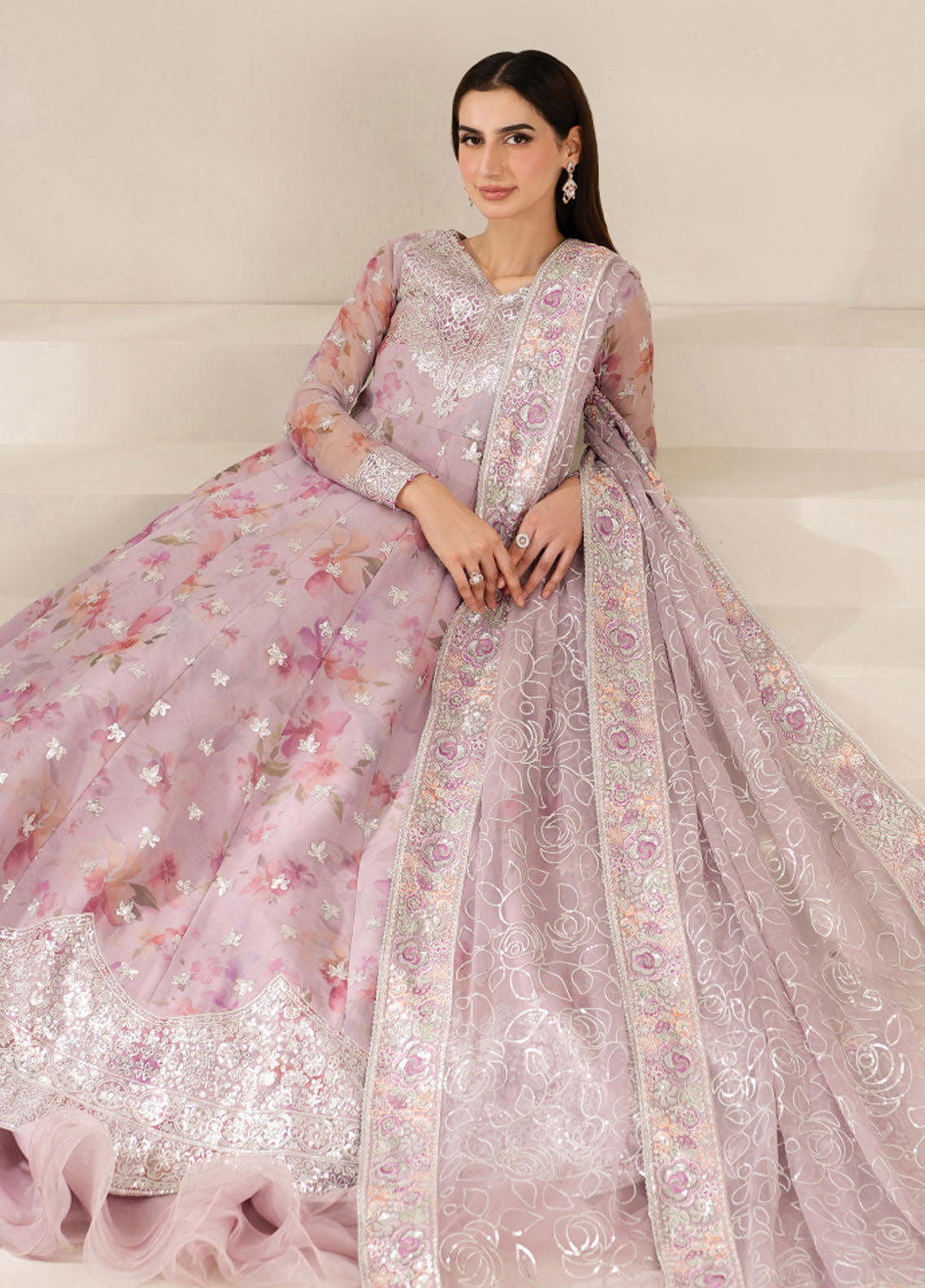 Fiorella by Farasha Embroidered Chiffon Suits Unstitched 3 Piece FSH25FF D-05 Lilly Passion