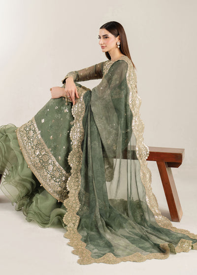Fiorella by Farasha Embroidered Chiffon Suits Unstitched 3 Piece FSH25FF D-06 Olive Aura
