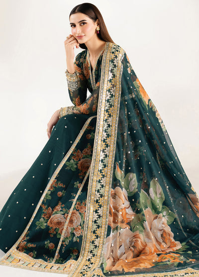 Fiorella by Farasha Embroidered Chiffon Suits Unstitched 3 Piece FSH25FF D-09 Teal Passion
