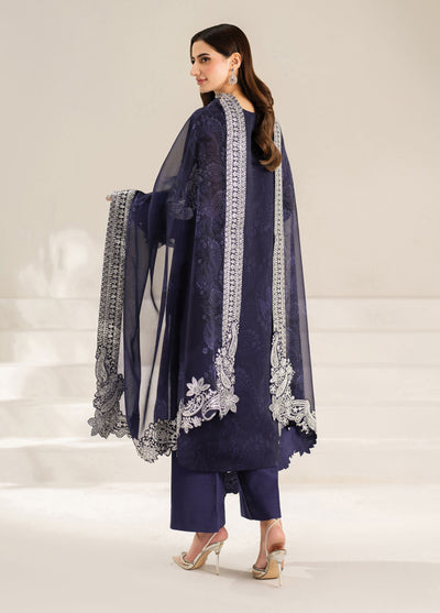 Fiorella by Farasha Embroidered Chiffon Suits Unstitched 3 Piece FSH25FF D-02 Blue Dazzle