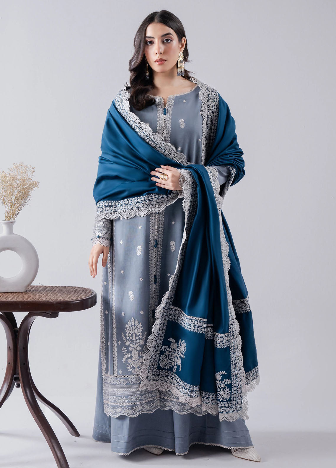 Faiza Faisal Unstitched Embroidered Winter Collection 2024 D-04 Defne