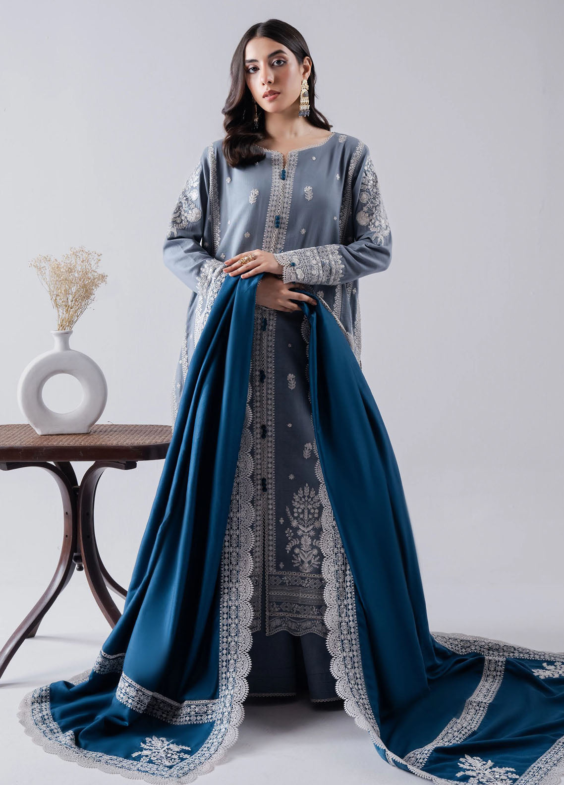 Faiza Faisal Unstitched Embroidered Winter Collection 2024 D-04 Defne