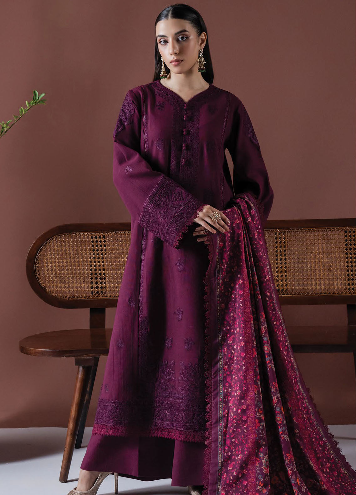 Faiza Faisal Unstitched Embroidered Winter Collection 2024 D-05 Ember