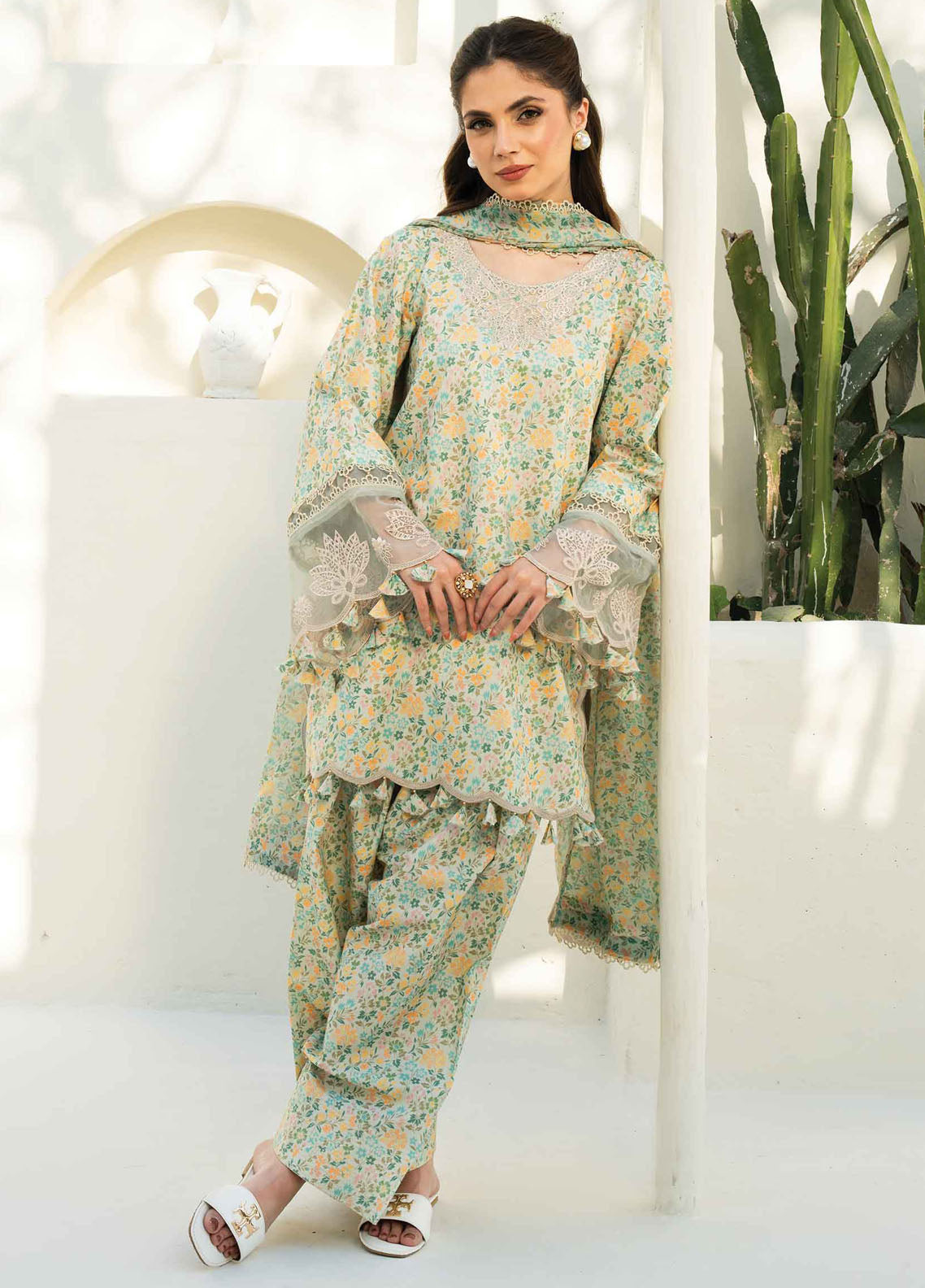 Faiza Faisal Embroidered Lawn Suits Unstitched 3 Piece FFX25P Aniqa