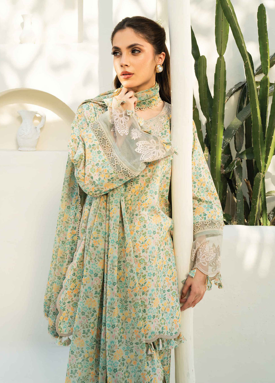 Faiza Faisal Embroidered Lawn Suits Unstitched 3 Piece FFX25P Aniqa