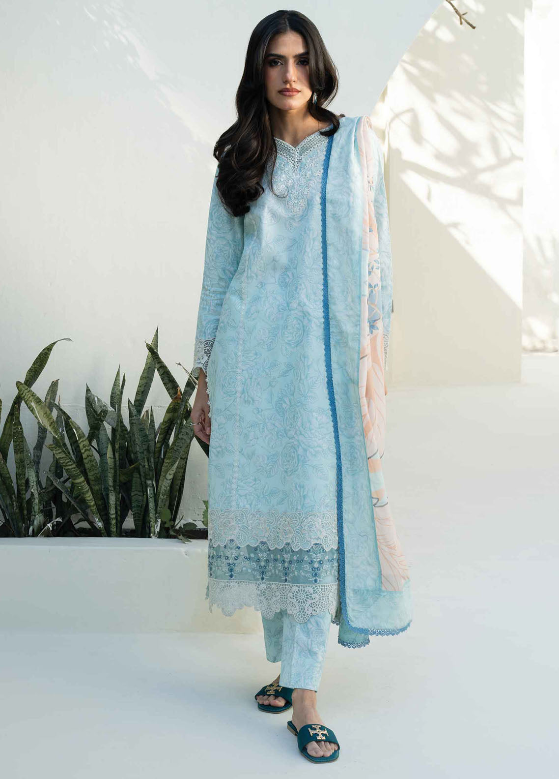 Faiza Faisal Embroidered Lawn Suits Unstitched 3 Piece FFX25P Jose