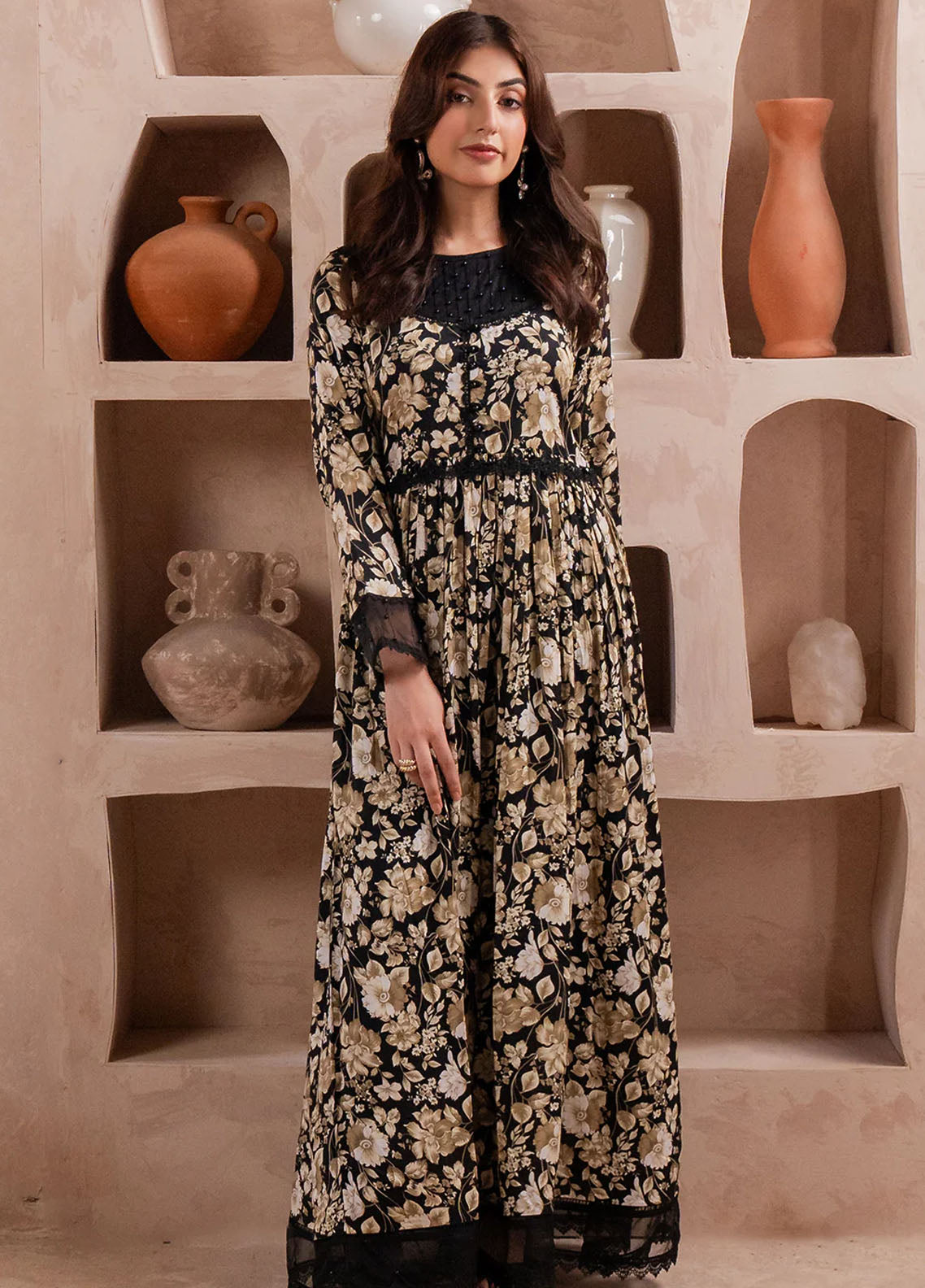 Fiore By Meerak Printed Linen Suit Unstitched 2 Piece MRK24FL Onyx - Fall Collection