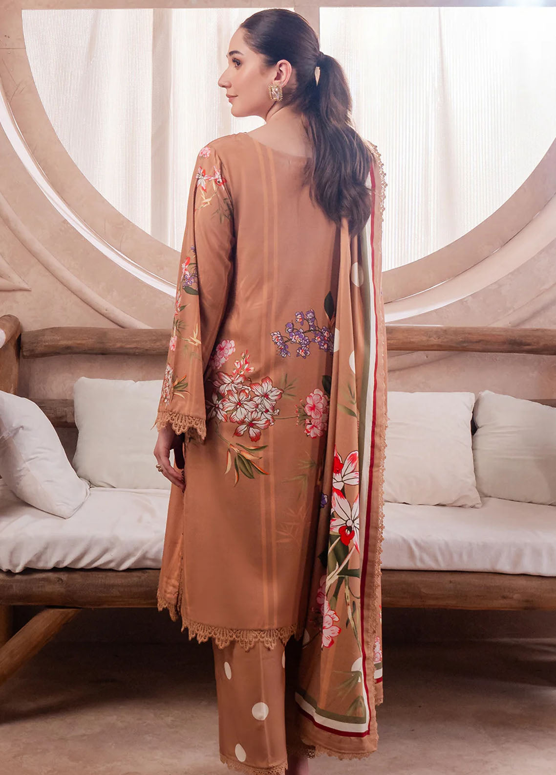 Fiore By Meerak Printed Linen Suit Unstitched 3 Piece MRK24FL Dune - Fall Collection