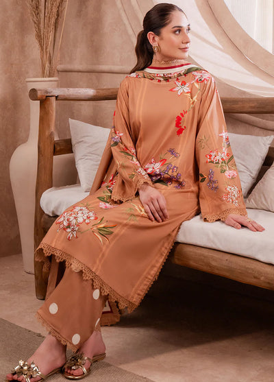 Fiore By Meerak Printed Linen Suit Unstitched 3 Piece MRK24FL Dune - Fall Collection