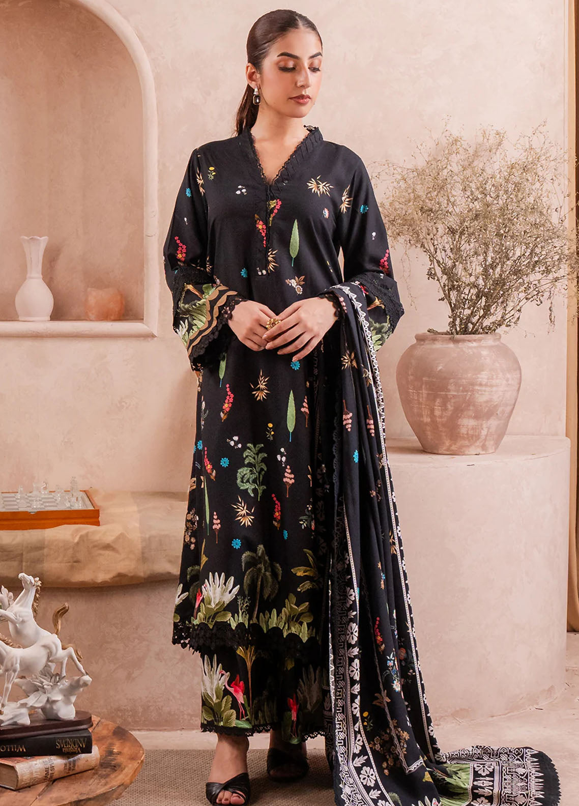 Fiore By Meerak Printed Linen Suit Unstitched 3 Piece MRK24FL Eclipse - Fall Collection