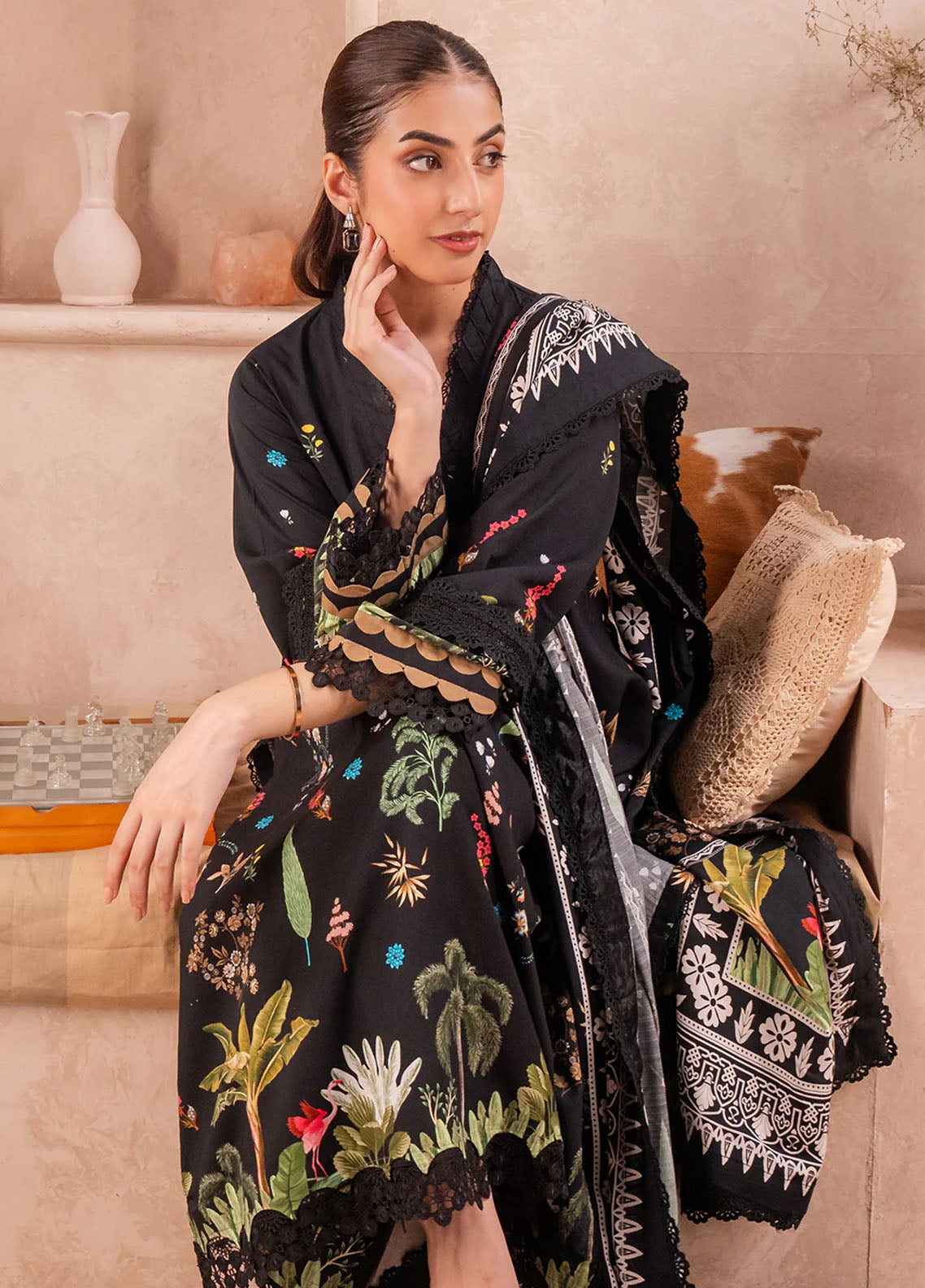 Fiore By Meerak Printed Linen Suit Unstitched 3 Piece MRK24FL Eclipse - Fall Collection