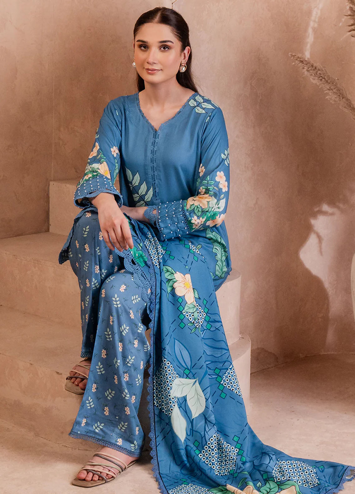 Fiore By Meerak Printed Linen Suit Unstitched 3 Piece MRK24FL Ethereal - Fall Collection