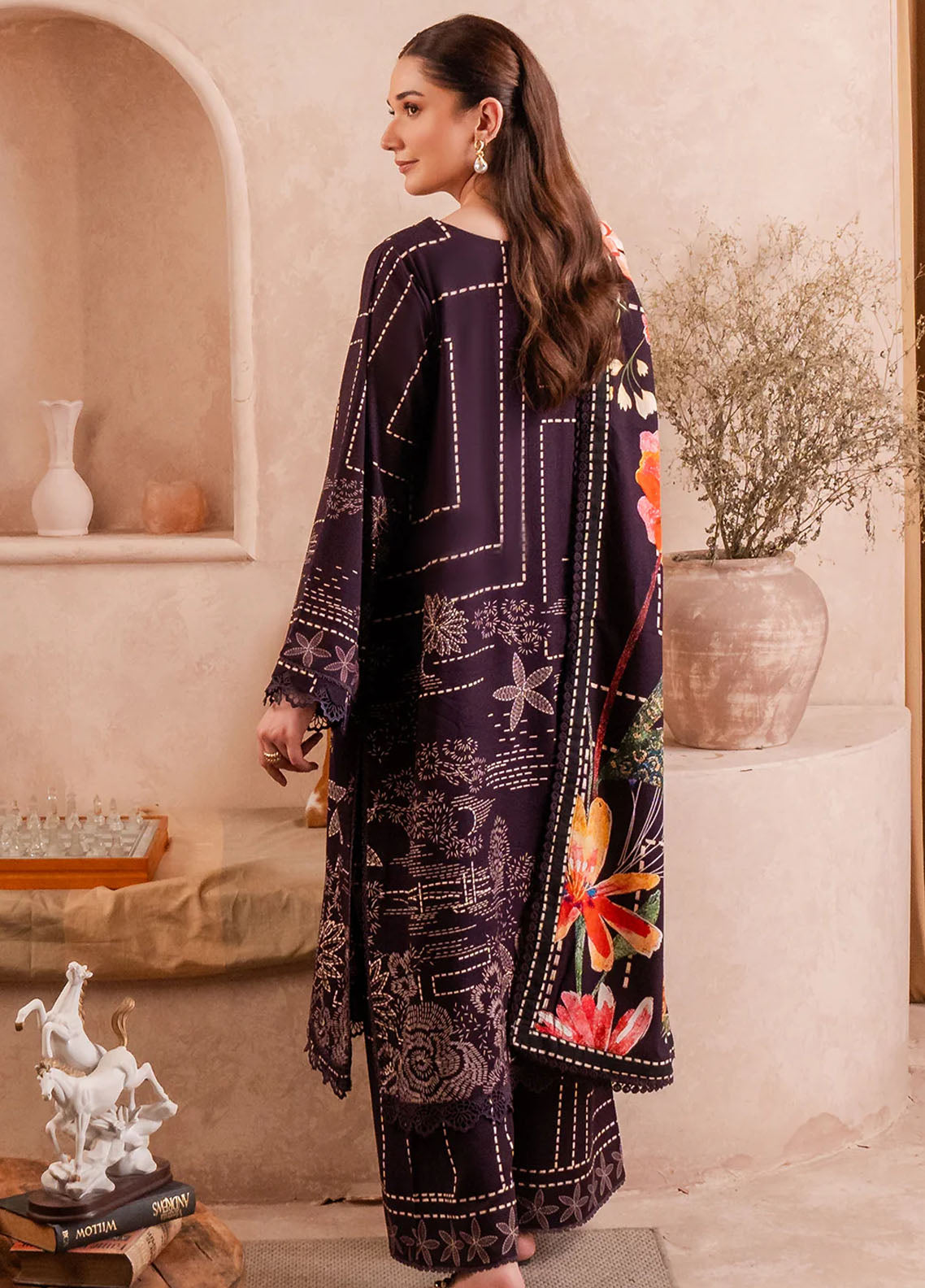 Fiore By Meerak Printed Linen Suit Unstitched 3 Piece MRK24FL Pixel - Fall Collection