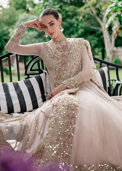 Saad Shaikh Pret Embroidered Chiffon 3 Piece Suit Baby Pink Bravo