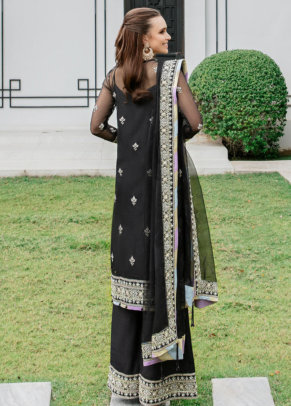 Saad Shaikh Pret Embroidered Organza 3 Piece Suit Black Precious