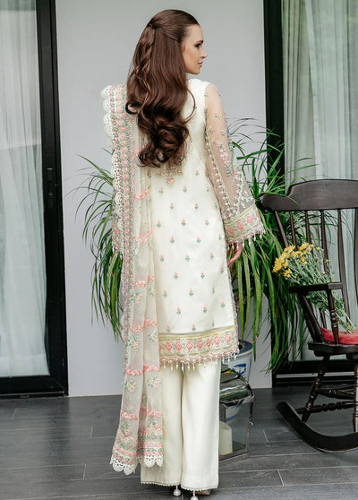 Saad Shaikh Pret Embroidered Organza 3 Piece Suit Off White Molarka