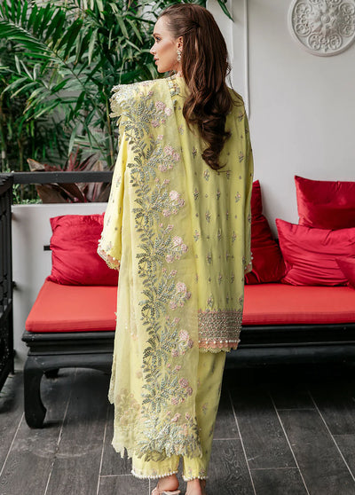 Saad Shaikh Pret Embroidered Raw Silk 3 Piece Suit Yellow Luna