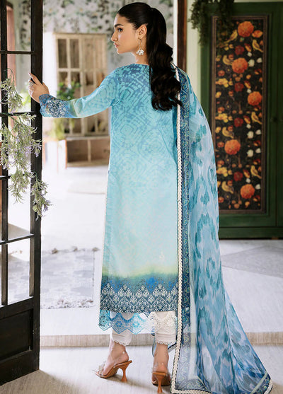 Flora by Roheenaz Unstitched Printed Lawn Collection 2024 RNP-01B Azure