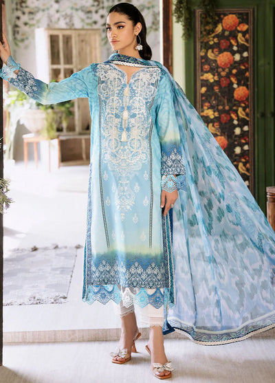 Flora by Roheenaz Unstitched Printed Lawn Collection 2024 RNP-01B Azure