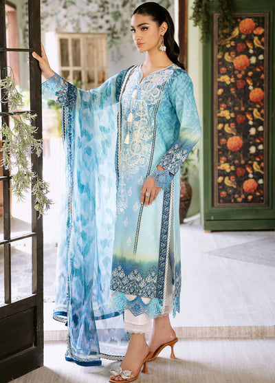 Flora by Roheenaz Unstitched Printed Lawn Collection 2024 RNP-01B Azure