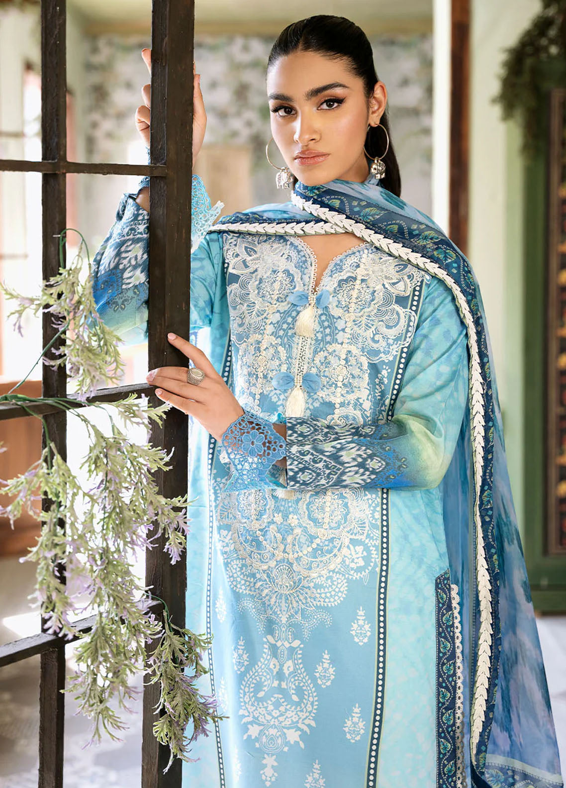 Flora by Roheenaz Unstitched Printed Lawn Collection 2024 RNP-01B Azure