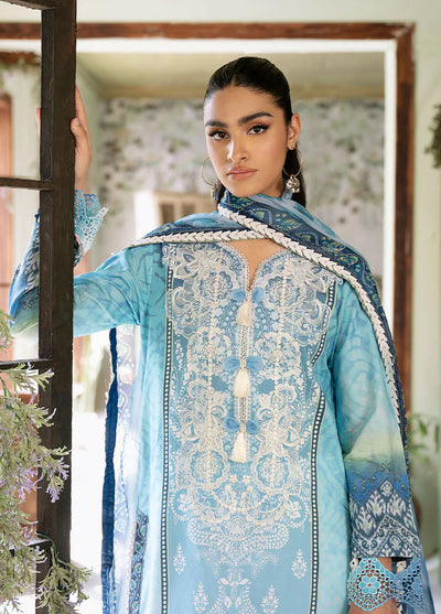 Flora by Roheenaz Unstitched Printed Lawn Collection 2024 RNP-01B Azure