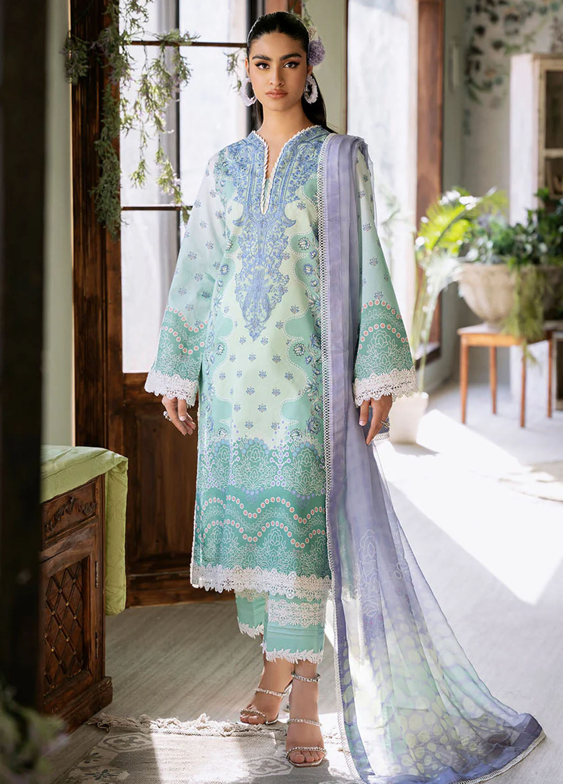 Flora by Roheenaz Unstitched Printed Lawn Collection 2024 RNP-04A Elysium