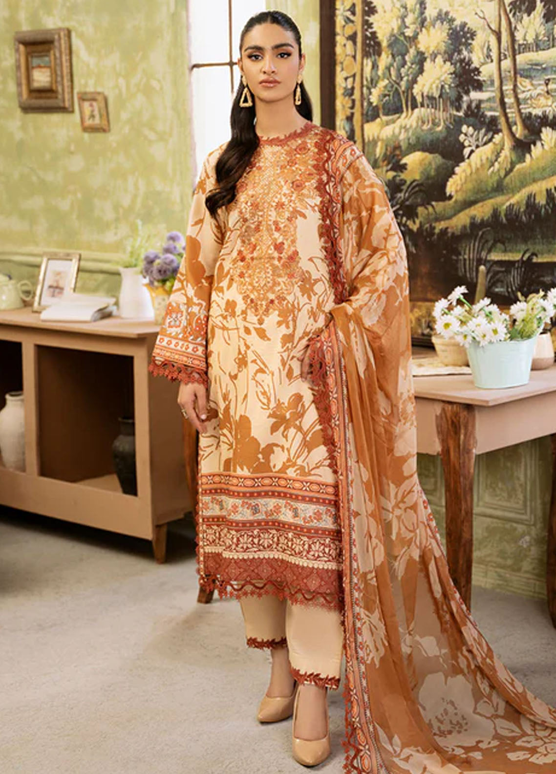 Flora by Roheenaz Unstitched Printed Lawn Collection 2024 RNP-05A Harmonia