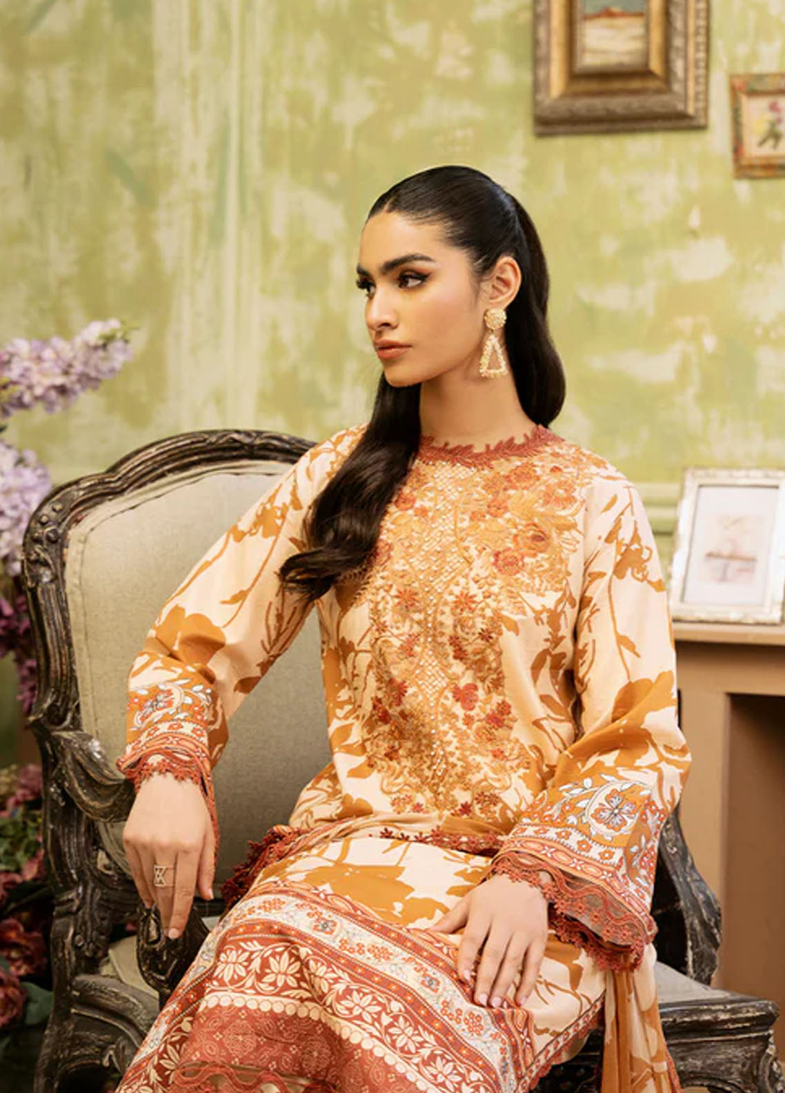 Flora by Roheenaz Unstitched Printed Lawn Collection 2024 RNP-05A Harmonia