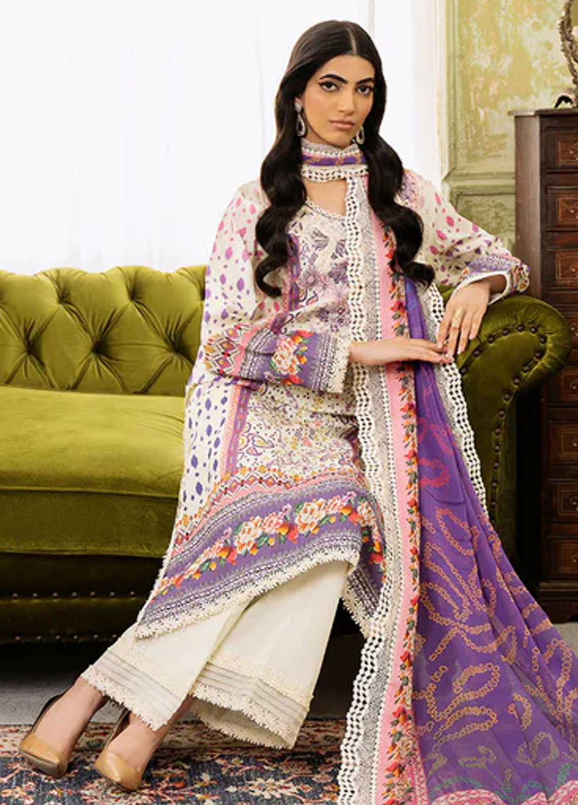 Flora by Roheenaz Unstitched Printed Lawn Collection 2024 RNP-06B Evangeline