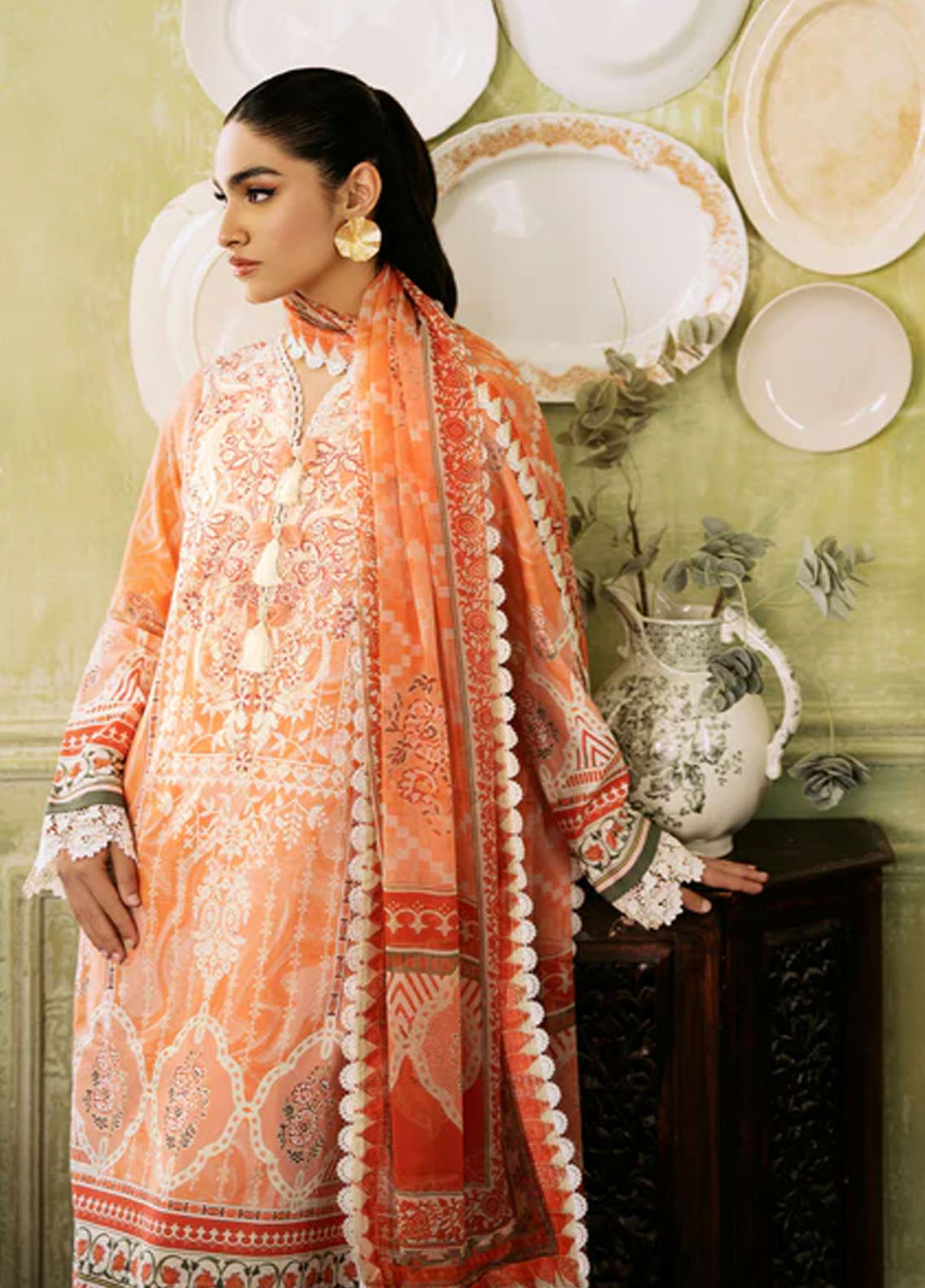 Flora by Roheenaz Unstitched Printed Lawn Collection 2024 RNP-07A Cascade