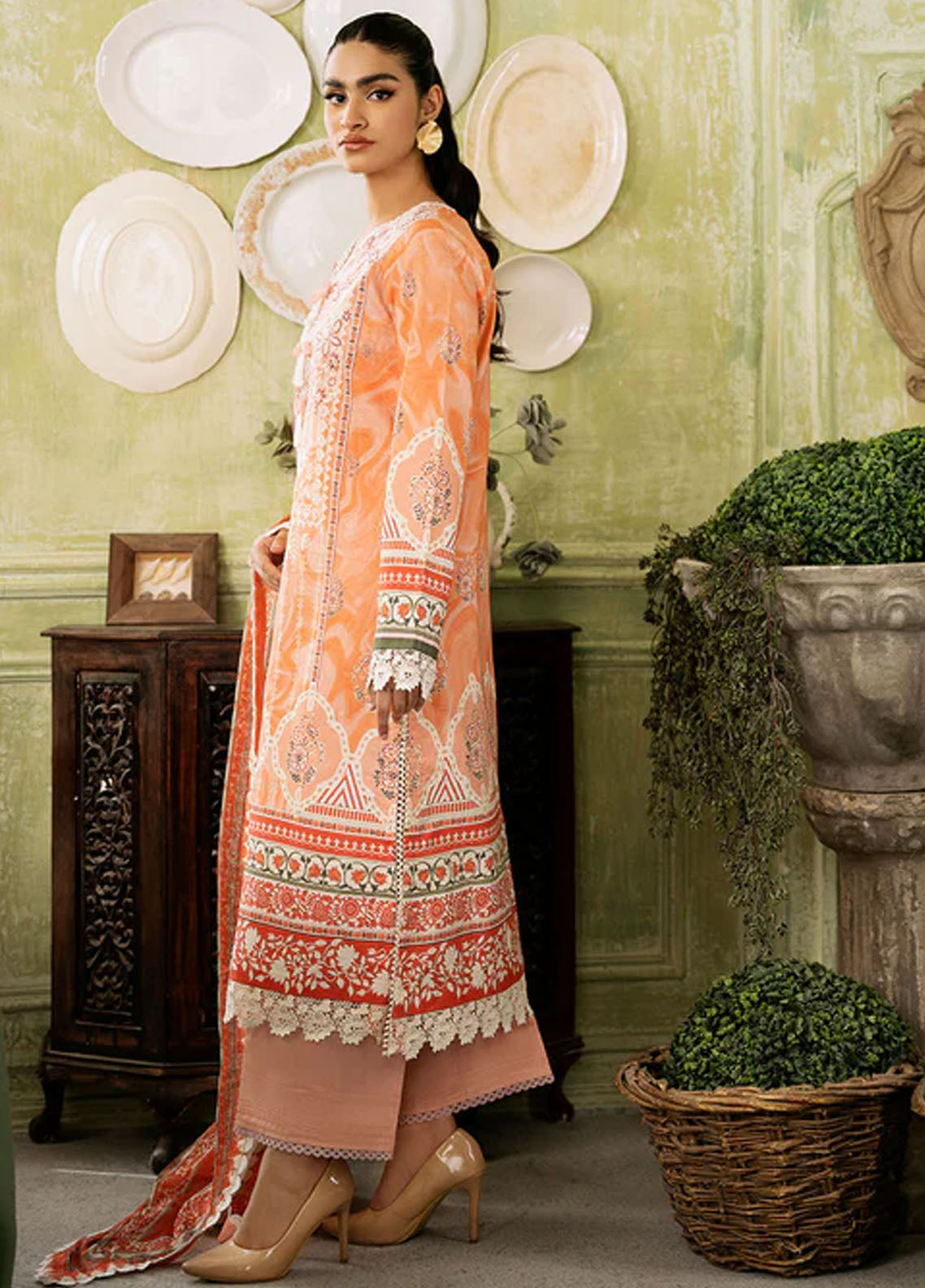 Flora by Roheenaz Unstitched Printed Lawn Collection 2024 RNP-07A Cascade