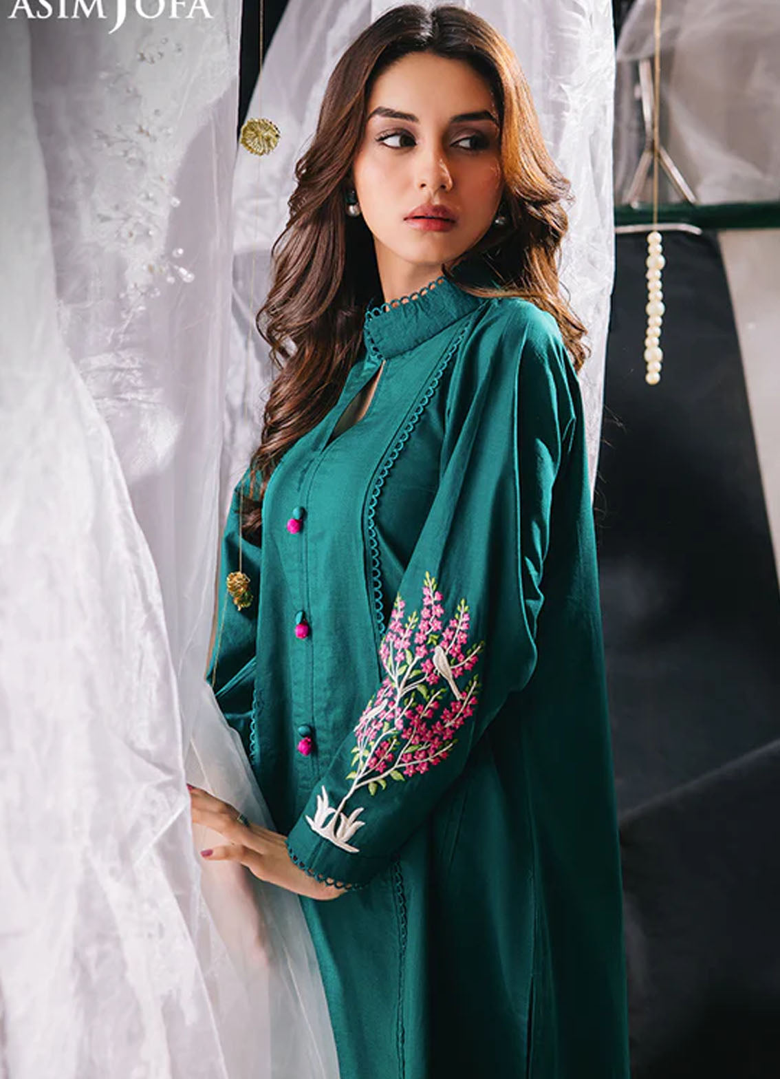 Floral Pattern By Asim Jofa Pret Embroidered Cambric 2 Piece Suit AJFP-08