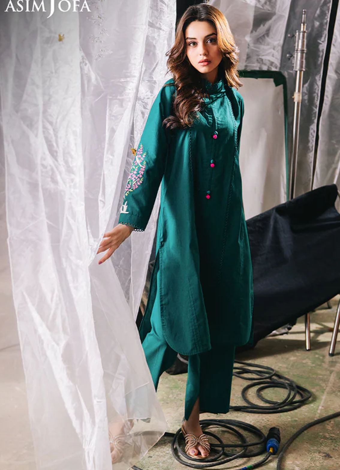 Floral Pattern By Asim Jofa Pret Embroidered Cambric 2 Piece Suit AJFP-08