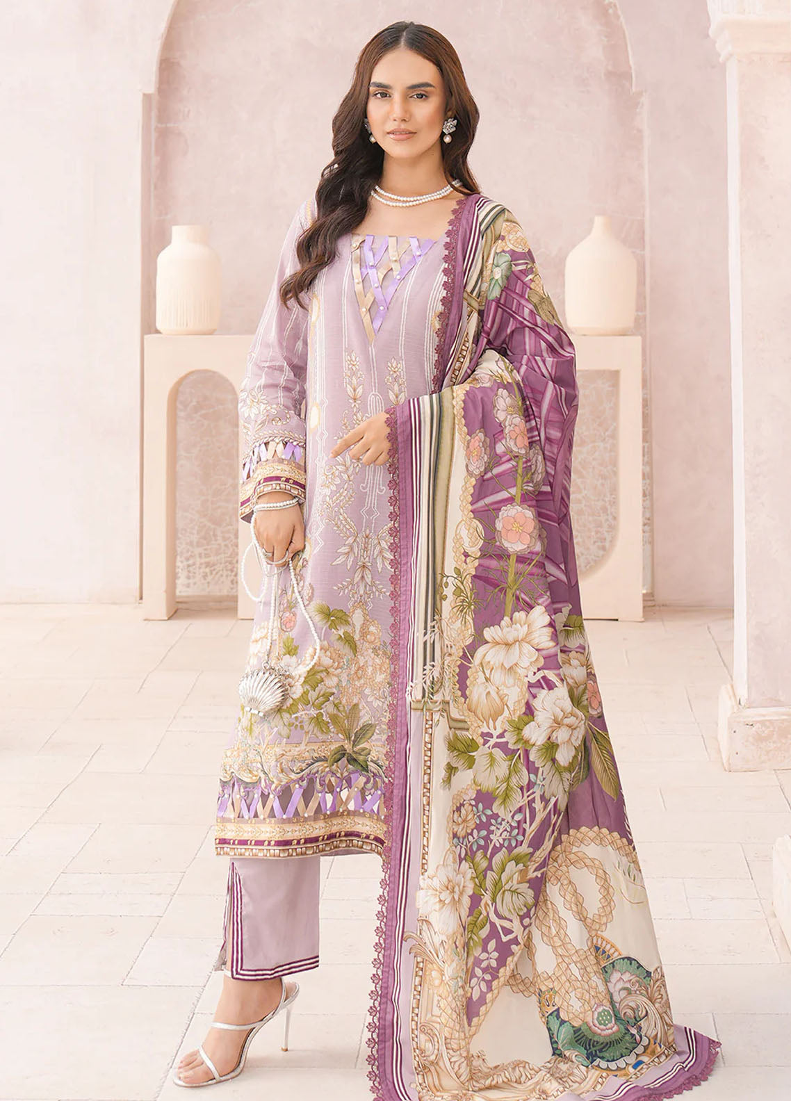 Floral Serenade By Meerak Unstitched Lawn Collection 2024 Lily Glow