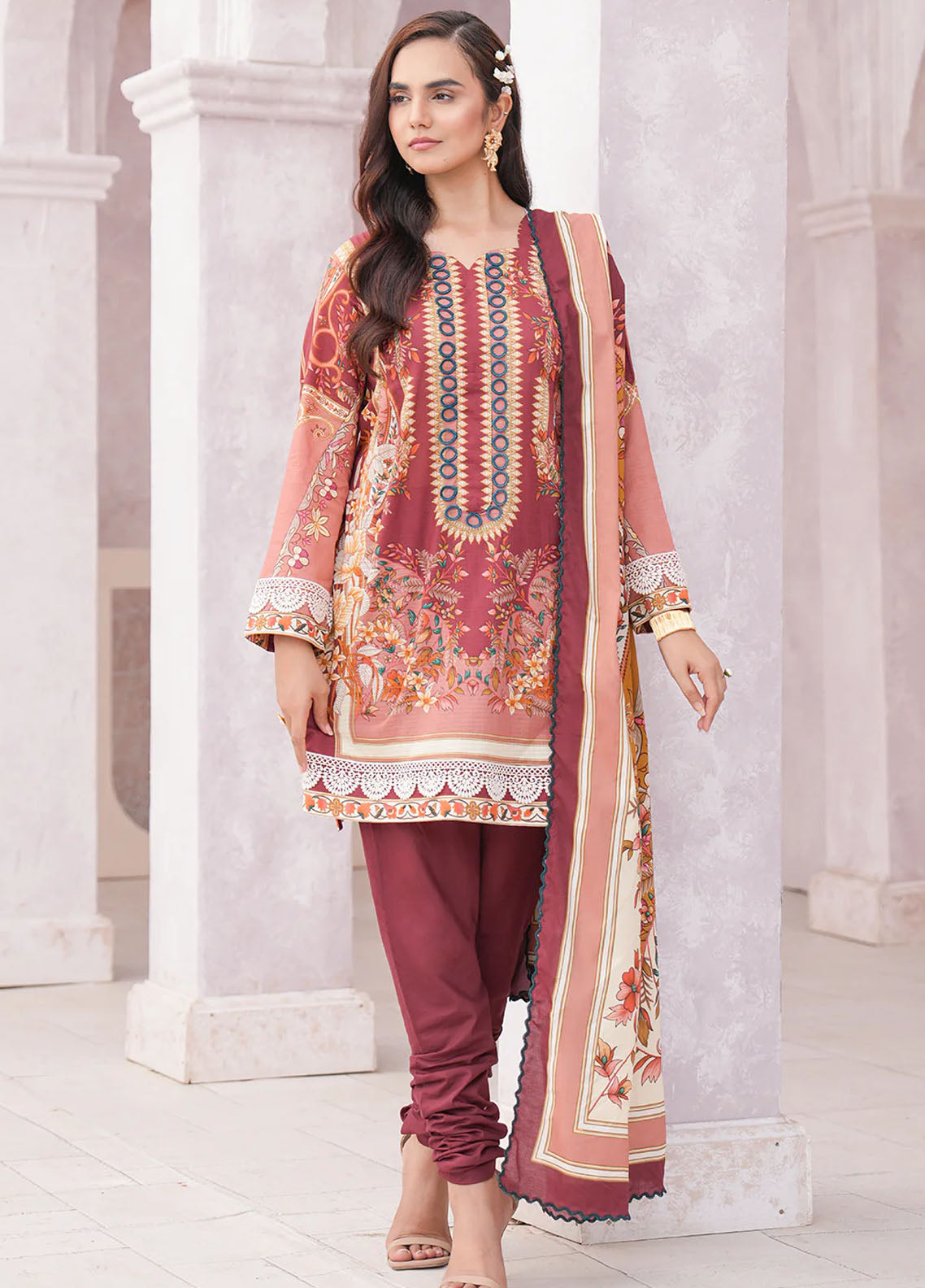 Floral Serenade By Meerak Unstitched Lawn Collection 2024 Rosebud