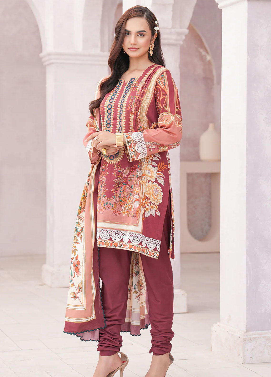 Floral Serenade By Meerak Unstitched Lawn Collection 2024 Rosebud
