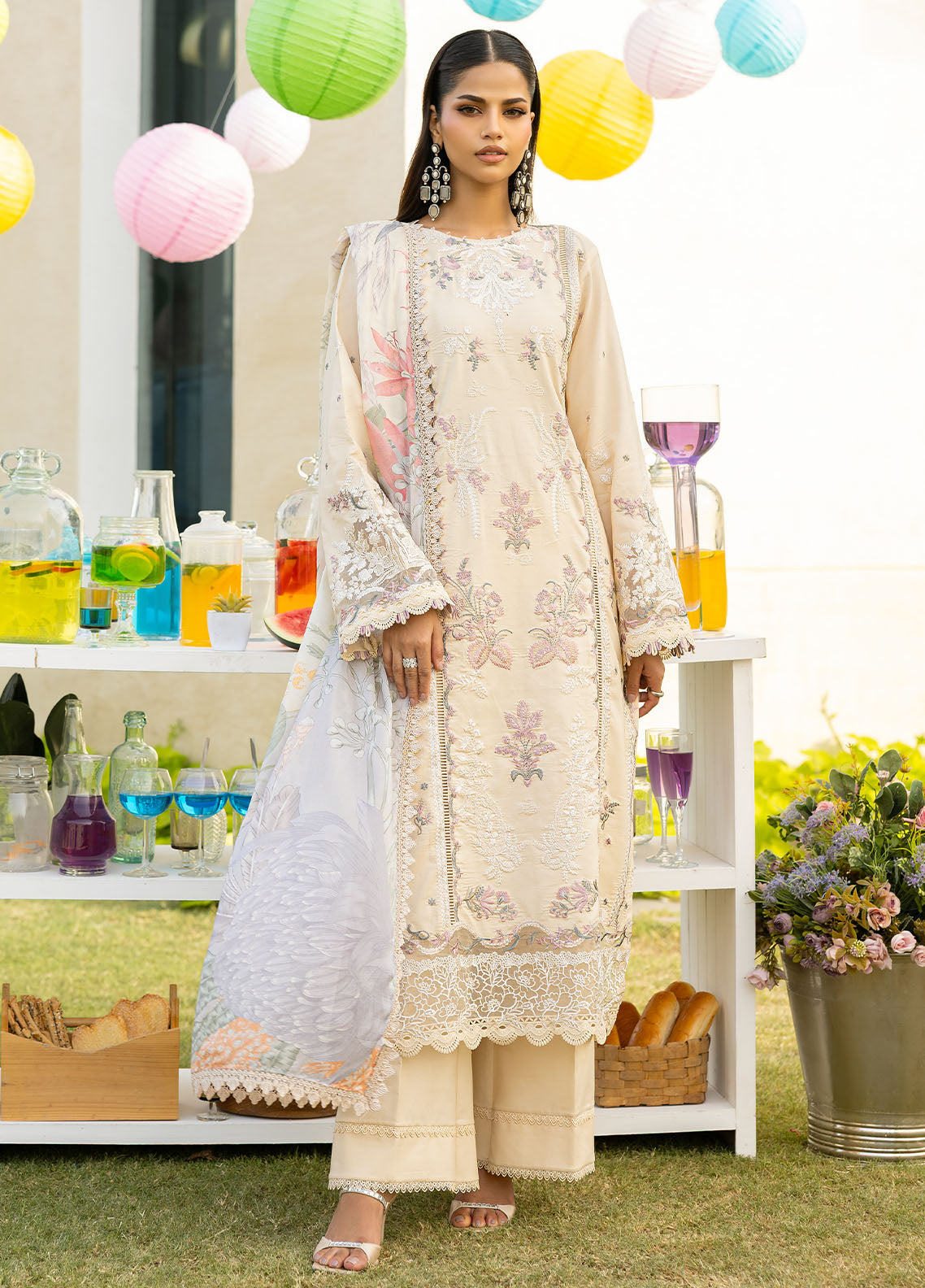 Florent Embroidered Lawn Suits Unstitched 3 Piece FL25EF FL-3 B