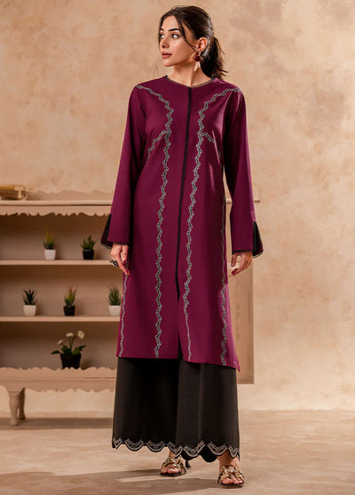 Fozia Khalid Pret Embroidered Cotton Kurti Beet Red Tunic