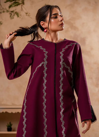 Fozia Khalid Pret Embroidered Cotton Kurti Beet Red Tunic