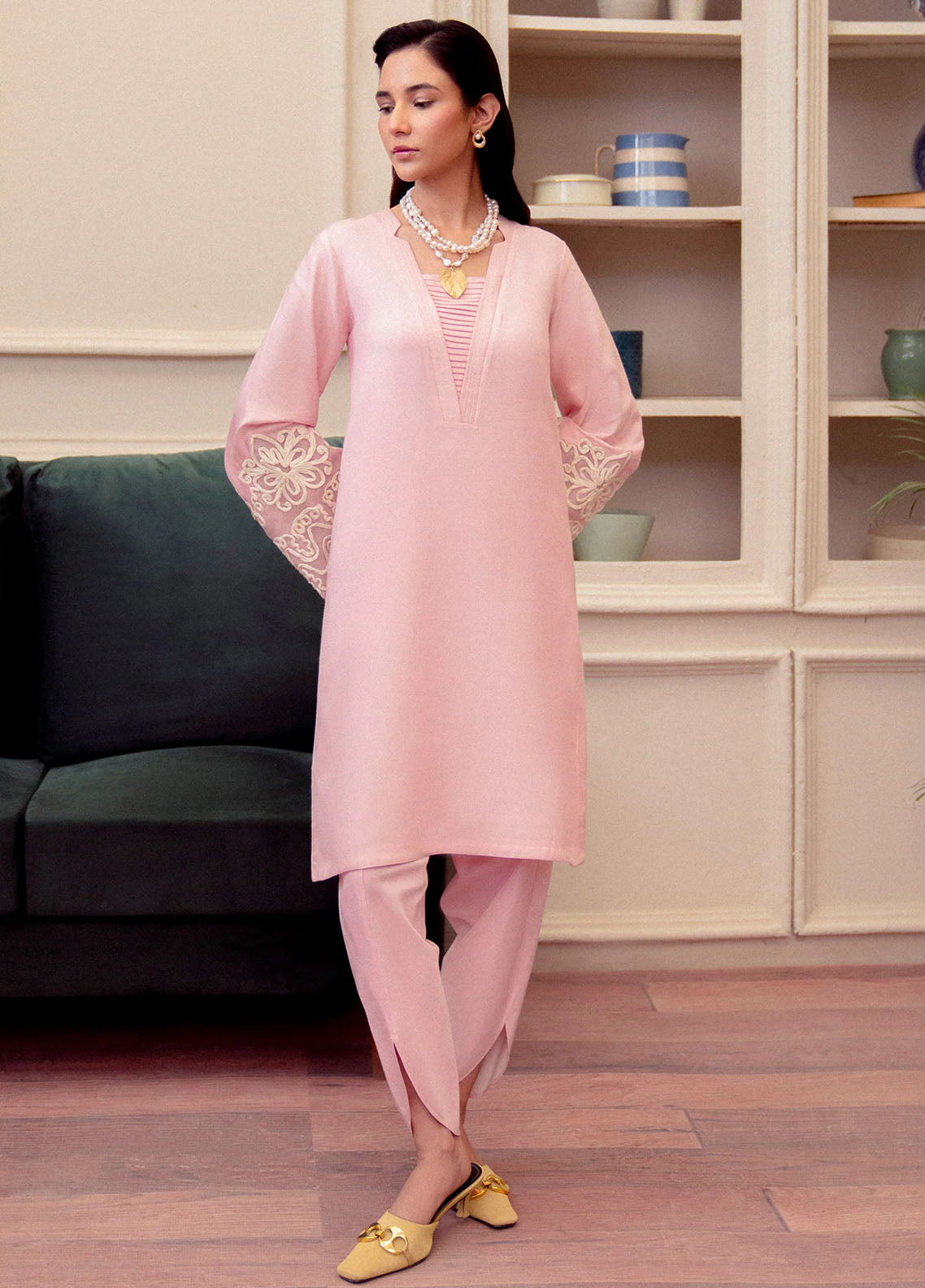 Fozia Khalid Pret Embroidered Cotton Net 2 Piece Suit Mora